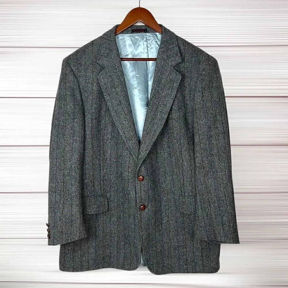 Boston Traders Men's Gray Wool Tweed Single Breasted Lined Sports Coat Blazer